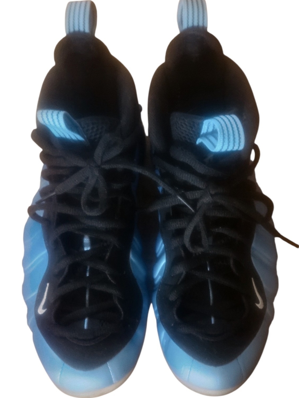Nike Men’s Black and Light Blue Foamposite Sneakers